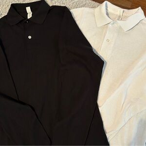 Jerzees spotshield Black and White Men's Polo Shirts long sleeve size small